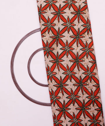 off white and green floral print rayon fabric